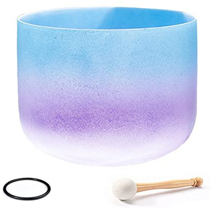 GREALY Cuenco de Cristal Esmerilado de Cuarzo for Cantar C/D/E/F/G/A/B Note, for curación de Sonido, Terapia de baño, meditación, Instrumento de Yoga Zen (Size : 9 F Note)