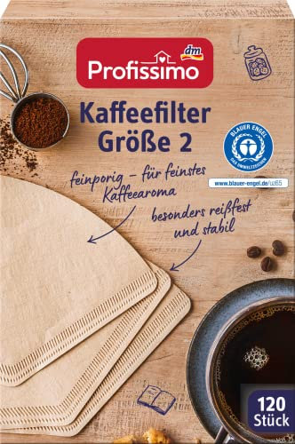 Generisch Profissimo Kaffeefilter Größe 2 (1x2) sind naturbraun, ungebleicht, kompostierbar und mit dem Blaunen Engel (Profissimo Größe 2, 600 Filter)