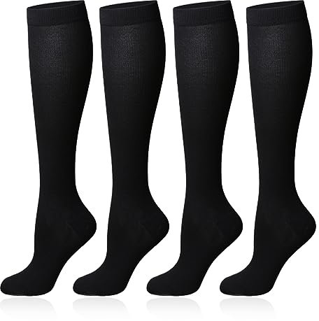 JITNGA 2 Paar Kompressionssocken Stützkniehohe Socken Recovery Flight Socken Für Damen Herren Abgestufte Reise Athletic Fit Krankenschwestern Laufen Wandern (Schwarze)