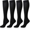 JITNGA 2 Paar Kompressionssocken Stützkniehohe Socken Recovery Flight Socken Für Damen Herren Abgestufte Reise Athletic Fit Krankenschwestern Laufen Wandern (Schwarze)