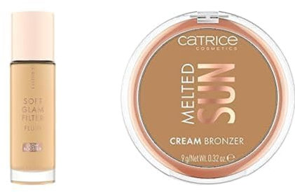 Catrice Soft Glam Filter Fluid, Basis, Nr. 020 (30ml) + Catrice Melted Sun Cream Bronzer, Nr. 020, Braun (9g) - Bundle