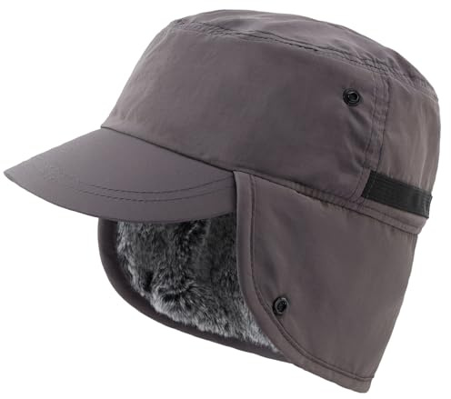Decentron Herren Wintermütze mit Krempe warme Ohrenklappen Hut Kunstpelz Baseballkappe