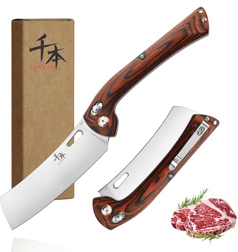 SENBON 440 Edelstahl Super Sharp Falten Chef Messer Schälen Utility Messer Obst Messer Bunter Holzgriff Camping Grill Outdoor Back Clip Tragbares Küchenmesser