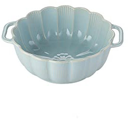 AZEMON Piccola ciotola per zuppa di anfora in ceramica smaltata, stile retrò, per la casa, leggera, grande, per insalata, zuppa, zuppa, zuppa, doppia, blu