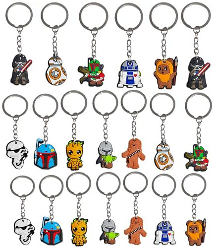 Yrmysrx Space Galaxy Wars Schlüsselanhänger Partygeschenke für Kinder Jungen 20 Stück Schlüsselanhänger Geburtstag Party Geschenke Supplies
