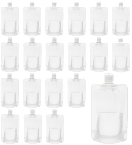 LIUCONGBD Travel Pouches for Toiletries, 20PCS 100ml Refillable Leak Proof | for Lotion/Shampoo/Face Cream/Hand Soap/Mask Mud, Transparent, Portable, Space Saver, Wide Application, Empty, TSA Approved