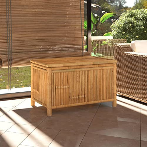 Rantry Bamboo Garden Storage Chest with Waterproof Inner Pocket, 90x52x55cm, Versatile Indoor & Outdoor Use, Durable & Ventilated Design
