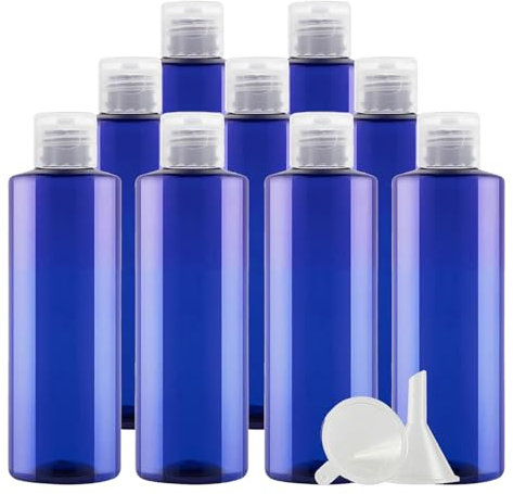 PQPAUTY 48 pièces 200ml Bleu Vide Plastique Bouteille avec Transparent Bouchon à Bascule de Lotion pour lotions crèmes gels shampooing