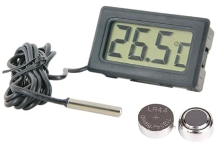 Tonia Termómetro Digital para Reptiles terrarios o incubadoras - Pantalla LCD y Pilas Incluidas (1 Unidad)