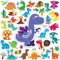 42PCS Dinosaur Jelly Stickers, Thick Window Door Clings Removable Reusable Gel Clings Decals for Kids Toddlers Adults Home Classroom Nursery Animal Theme Party Supplies (Not Edible)