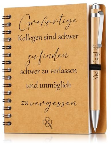 Sinmoe Abschiedsgeschenk Kollege Mitarbeiter Dankeschön Geschenke für Kollegen Motivierendes Inspirierendes Notizbuch mit Holz Kugelschreiber Mini Spirale Notizblock(Großartige)
