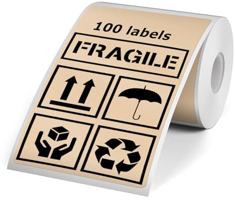 YIKIADA Thermoetiketten 50 × 80 mm Kompatibel mit M110/M220/T50M Vinyl Selbstklebend Etiketten Rolle Aufkleber 100 Stück Braun