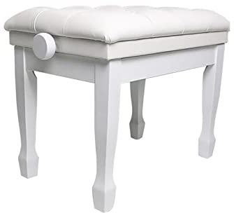 IUokLU Klavierhocker aus Kunstleder Solo-Klavierbank Keyboardhocker 10 cm höhenverstellbar mit gepolstertem Lederkissen 60 x 40 x 50–60 cm (weiß)，Weiß