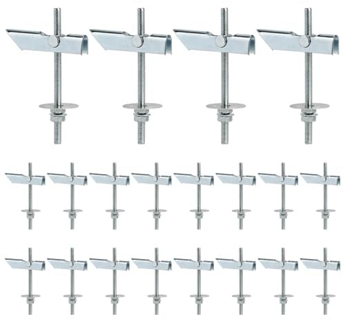 SWAWIS 20 Pièces M6x100mm Chevilles à Bascule Poids | Lourd Cheville Parpaing Creux en Acier Galvanisé au Carbone pour Suspendre des Objets Lourds au Plafond ou Au mur
