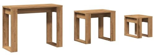 vidaXL Satztische 3 STK. Artisan-Eiche Holzwerkstoff, stapelbarer Tisch, Satztisch Set, Couchtisch Set, Stapeltisch, Couchtisch, Beistelltisch