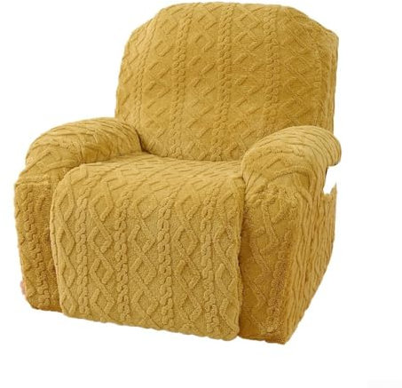 Fabric Recliner Stretch Sofa Slipcover Sofa Cover,Lazy Boy Chair Couch Covers,Recliner Chair Covers, Geometric Jacquard Plush Recliner Slipcovers,Sofa Covers (Gold and Yellow)