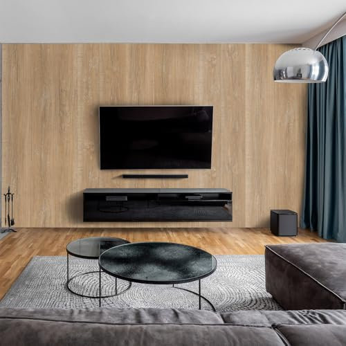 dedeco Wohnzimmerrückwand TV-Wand Wandpaneel Wohnrückwand Rückwand Tapetenersatz, Motiv: Holz V8, 300 x 150 cm, Nano-Protect: matt, wasserfest, robust, als Wandverkleidung aus Aluminium