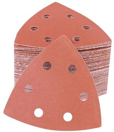 PMIQSA 100 Stück 320 Körnung Deltaschleifer Schleifpapier Dreieckschleifer | 93x93x93mm, Schleifblätter Klett Schleifdreiecke, für Holz Metall, fur Detailschleifer