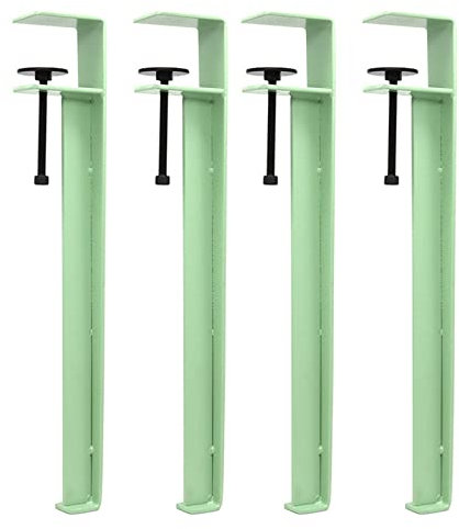 Verstellbare Tischbeine in F-Form, Klemme, für Arbeitstisch, Couchtisch und Bartisch, 4 Stück, Arbeitsplattenstützbeine, ohne Stanzen, 40 cm, Grün