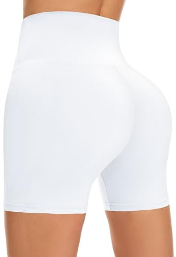 FuelMeFoot Radlerhose Damen Kurze Sporthose High Waist Shorts Leggings Unterhosen Sommer Leggins Fitness Hotpants Gym Bike. A001-Weiß 4XL