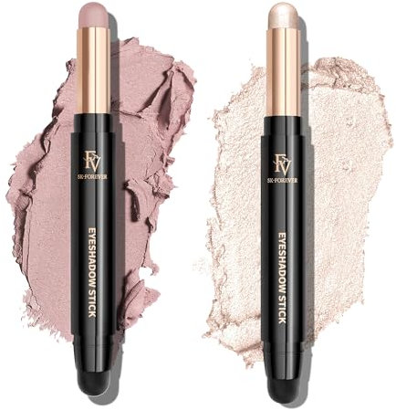 FV Ombretto Crema Duo Pack, Lunga Tenuta Impermeabile, Alta Pigmentazione Ombretto in Crema, Finish Luminoso, Rose Matte & Pearl Shimmer