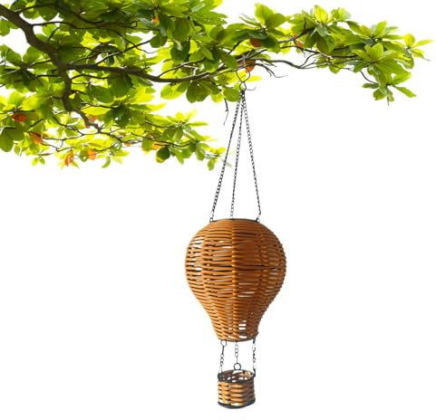 Teksome Solarlampe Kronleuchter Für Außenbereich - Wasserdichte Außenlaterne Für Terrasse Mit Wetterfester Rattan-Optik - Moderne Hängbare Pendelleuchte Für Garten Pavillon Balkon Vorgarten