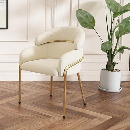 Goeria Esszimmerstuhl, einzeln, Leichter Luxus, Wohnzimmer, Schlafzimmer, Freizeitstuhl, Samt, mit Vier Metallbeinen, Beige (1)