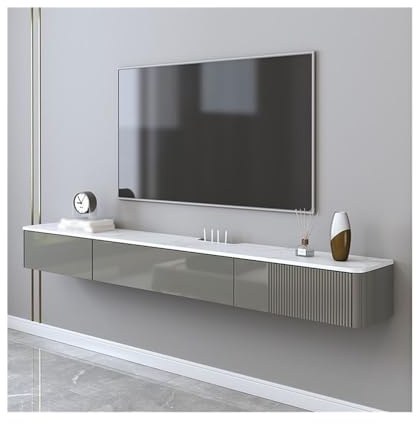 HLHLOP777 TV-Ständer Floating TV Stand with 2 Drawer TV Cabinet for Small Living Rooms Edia Console Floating Storage Cabinet Fernsehständer(Grigio,150x24x19cm)