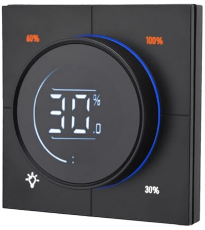 Agwuoetr 1 PCS Infinite Knob Dimmer Regulator 150-300W AC 110-240V Plastic+Metal Digital LCD Yandex(Black)