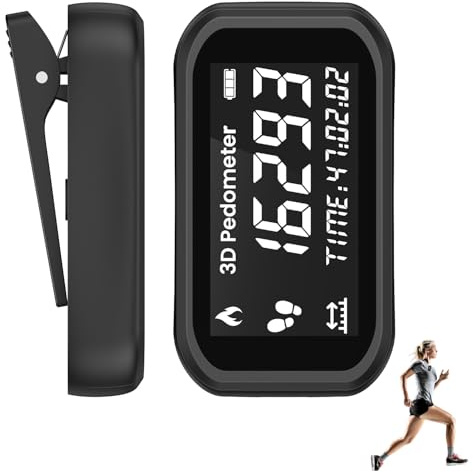 LOFICOPER 3D Schrittzähler mit Clips und Lanyard, Fitness Tracker Zum Gehen und Laufen, Kalorienzähler, wasserdichte Pedometer, Wiederaufladbar, für Sport und Schwimmen