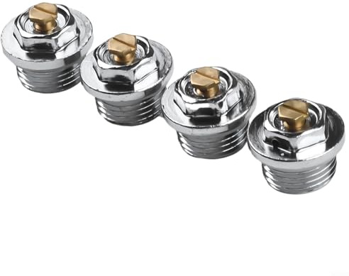 GLOBALHUT 4 Pack Manual Radiator Air Bleed Valve for Towel Rail with 12 Chrome and 1/2 Thread Brass Material