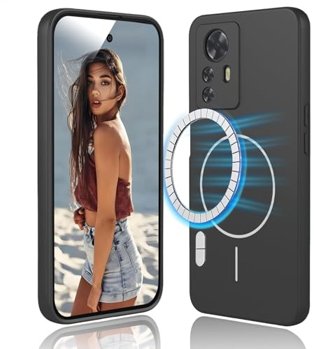 DESSEN Hülle Magnetic für Xiaomi 12 / Xiaomi 12X / Xiaomi 12S Handyhülle - Flüssige Silikon Schutzhülle, Stoßfest Kameraschutz Case, Camera Protection, Kompatibel mit Magnetischem Zubehör, Schwarz