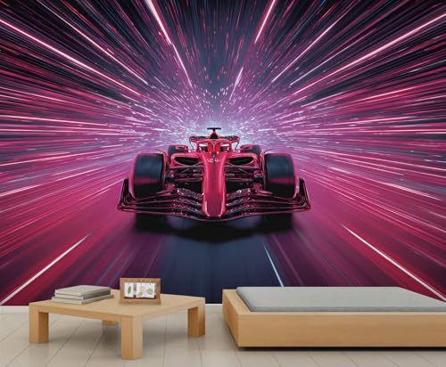 Red F1 Race Car Wallpaper Star Trails Wall Murals Purple Custom Wallpaper Hot Pink Bedroom Wall Paper Mural for Living Room Bedroom Kids Room Poster 300X240cm