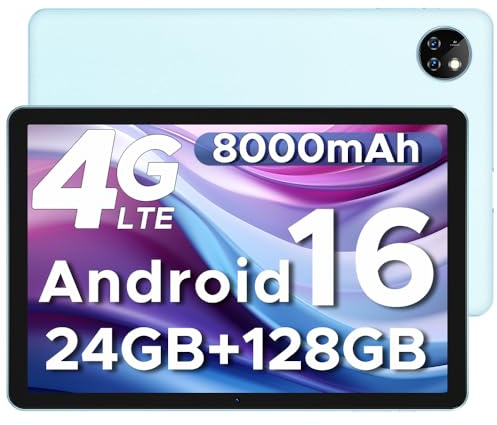 DOOGEE T10W 2026 Android 16 10 Tablet with SIM Card Slots, 8000mAh, 24GB+128GB/1TB TF, Android Tablets With High-Resolution Sound, Eye Protection, 3.5mm Headphone Jack, BT5.0/5G WiFi/OTG- Blue