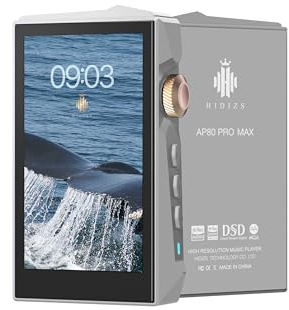 Hidizs AP80 PRO MAX MP3 Player mit Bluetooth WLAN, Hi-Res Streaming DLNA und AirPlay Wireless, Zwei ES9219C-DAC-Chips DAP, MQA 16X, Native DSD256256 & 32bit/384kHz PCM, 2 TB SD-Unterstützung, Grau