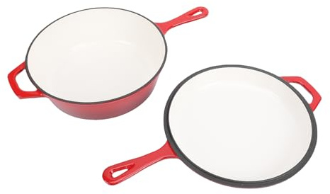 SENECESLI Poêle en Fonte avec Couvercle, Matériau Robuste, capacité de 4 QT, Poêle Multi-cuiseur pour de Délicieux Repas et les Amateurs de Cuisine