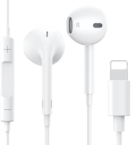 Auricolari in-ear per iPhone [certificati MFI] Cuffie con cavo, auricolari con microfono e controllo del volume, connettore per cuffie K, compatibili con iPhone 14 Pro Max Plus/13/12/SE/11/XS Max/XS/8