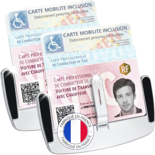 Porte Carte Pare Brise Handicapé Support Cartes HANDICAPE | PMR | VTC |Taxi | Caducée Infirmière | Ticket de stationnement (2)