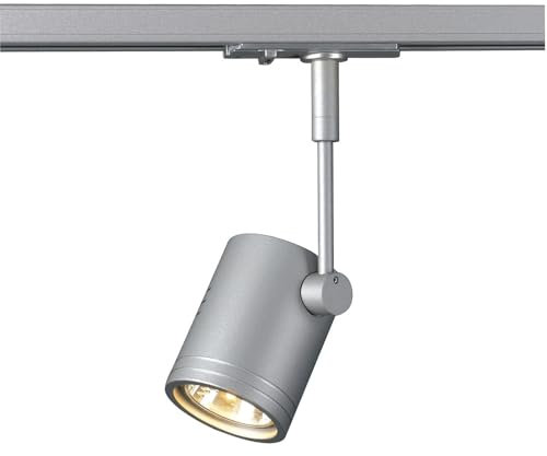SLV 1-Phasen-Strahler BIMA I | Dreh- und schwenkbar, LED Spot, Deckenleuchte, Schienen-System, Schienenstrahler, Innenbeleuchtung, max. 50W 1P-Lampe | GU10 QPAR51, alu-silber