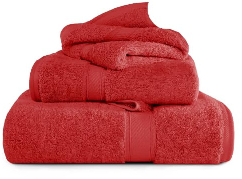 SUPERIOR Egyptian Cotton Ultra Plush & Absorbent, 3 Piece Set, Red