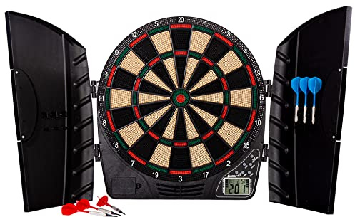 Franklin Sports Electronic Dart Board Set - Soft Tip Electric Dartboard with Digital Scoreboard + Cabinet - Adult Soft Tip Electronic Dart Board + Darts Set - (6) Darts Included - FS3000
