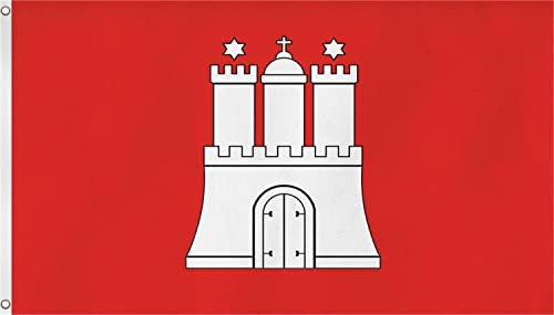 normani Fahne mit Zwei Metallösen zur Befestigung - Größe 90 x 150 cm Farbe Hamburg