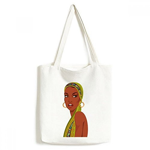 Negro Mujer Ilustración africana sexy aborígenes bolsa de lona medio bolsa de regalo grande capacidad para bolsas de la compra