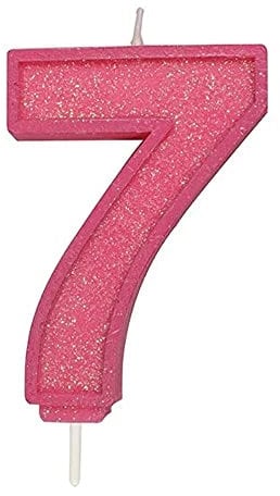 CULPITT Sparkle Number Candles for Cake & Cupcakes, Single Numbers from 0-9, Say Happy Birthday with These Candle Sparklers, Celebrate Birthdays & Anniversaries with Flair - Pink 7