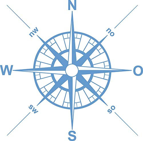 GRAZDesign Wandtattoo Kompass Wohnzimmer Maritime Deko | Wandaufkleber Outdoor und Indoor - 30x30cm / 056 lichtblau