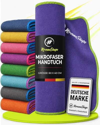 NirvanaShape Mikrofaser Sporthandtuch 60x40 cm, Gym & Reisehandtuch | Microfaser Handtuch, Fitnesshandtuch, Saunatuch, Sporttuch, schnelltrocknend, ultraleicht, kleines Packmaß