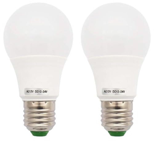 GRV E27 5W SMD LED AC12V / DC 12V-24V Glühbirne 40W Glühlampenersatz für Sonnensystem, Wohnmobil, Boot, Innen Niederspannungs-Sicherheitsbeleuchtung Weiß 2er Pack (Nichthaushaltsbeleuchtung)