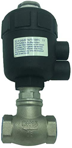 Tubayia Pneumatisches Durchgangsventil Schrägsitzventil Absperrventil, aus Edelstahl (t-ventil dn15)