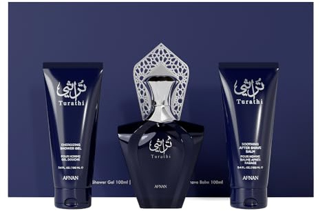 AFNAN AFNAN TURATHI BLUE DÁRKOVÁ SADA EDP 90 ML, BALZÁM PO HOLENÍ 100 ML A SPRCHOVÁ GEL 100 ML 90ML