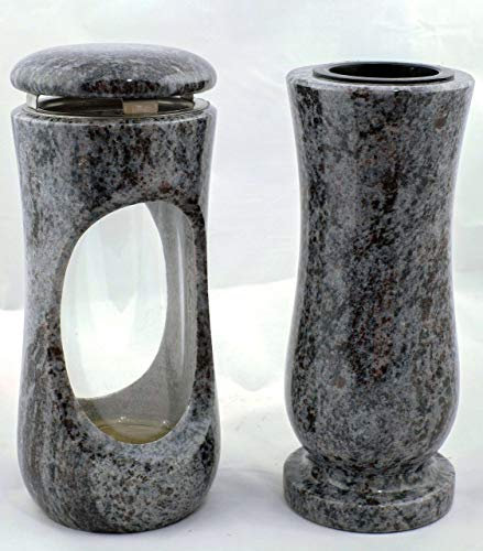 designgrab Design small Grablampe mit Vase aus Granit Orion Blue/Vizac Blue